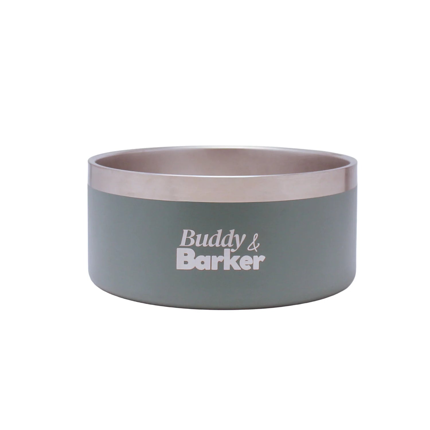 Earthy green everyday dog bowl on white background