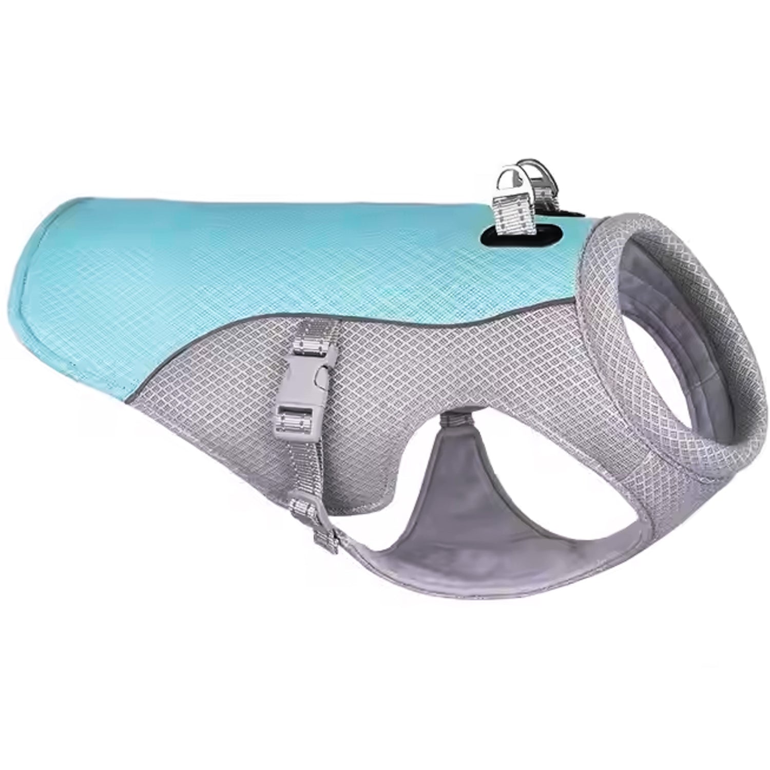 Light and reflective dog cooling coat in blue