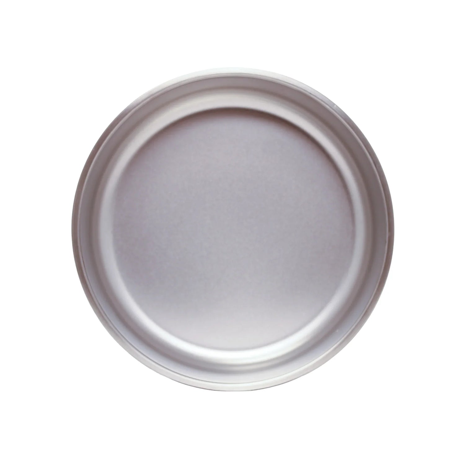 The inside of a stainless steel dog bowl