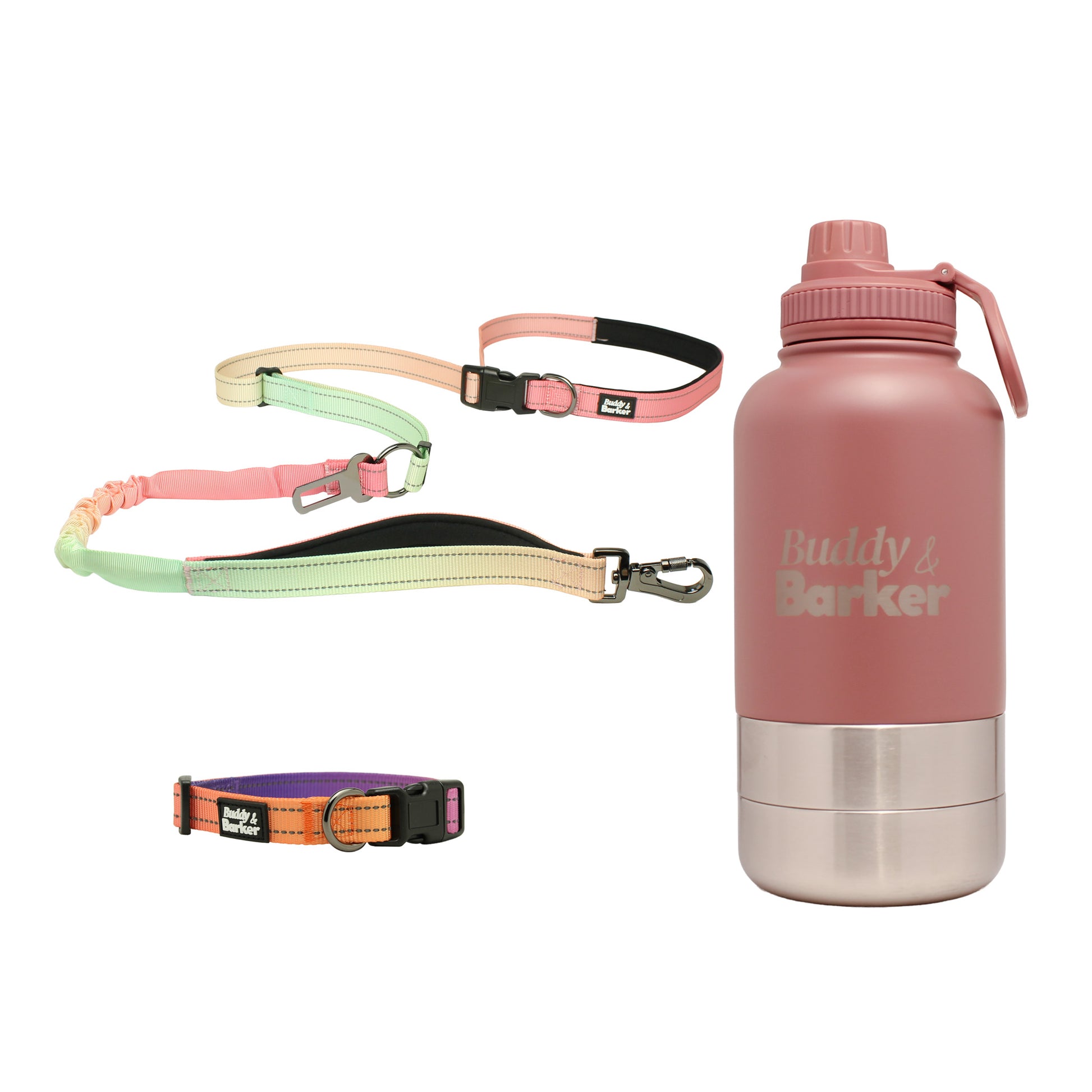Adjustable dog lead and dog water bottle