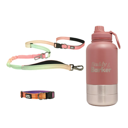 Adjustable dog lead and dog water bottle