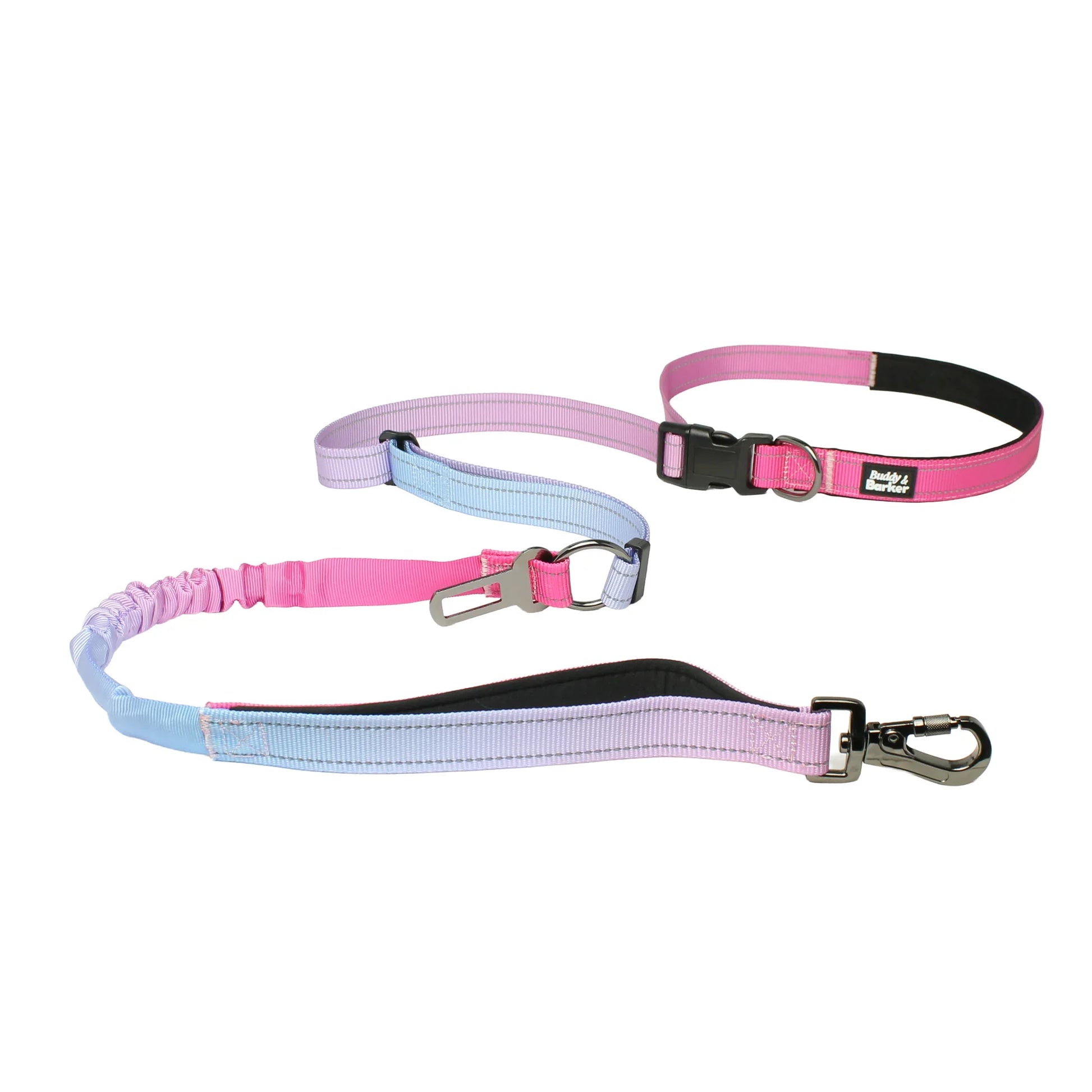 Pink and blue hands-free dog lead