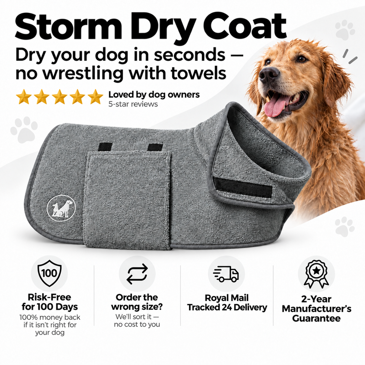 Storm Dry Microfibre Dog Drying Coat